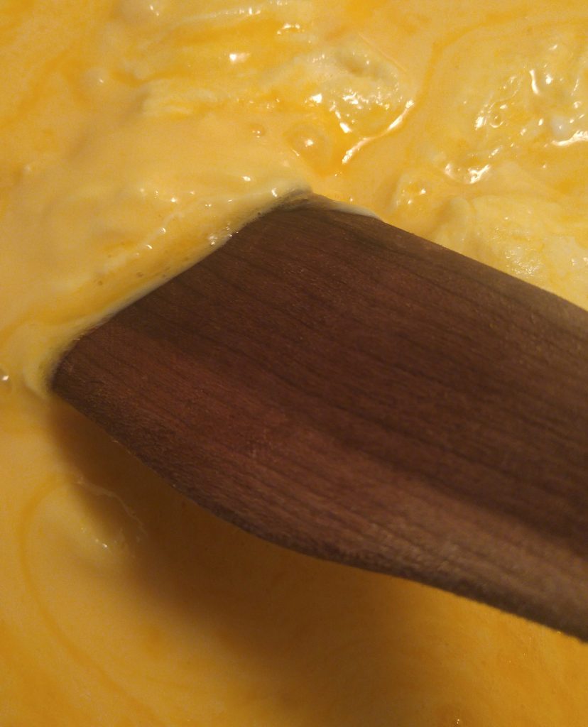 Add cream or milk for perfect scrambled eggs.